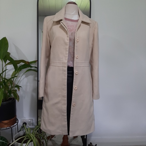 Red Berry Jackets & Blazers - SOLD Long Cream Womens Winter Coat - Size M/L